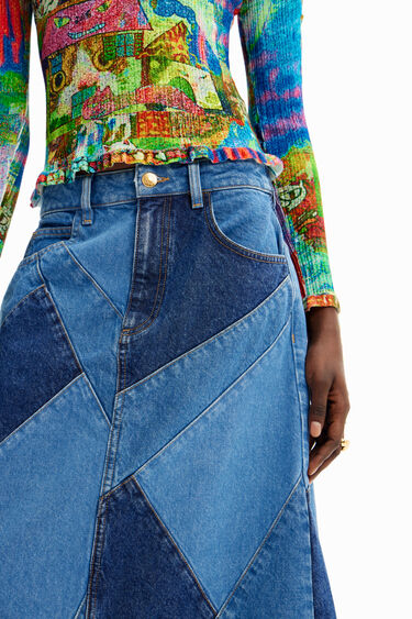 María Escoté patchwork denim skirt | Desigual