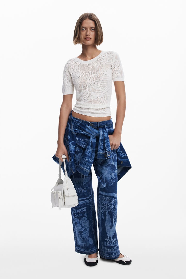 Camiseta tricot calados | Desigual