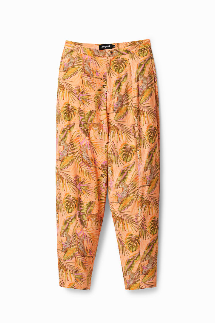 Spodnie w kolorze mango z motywem safari