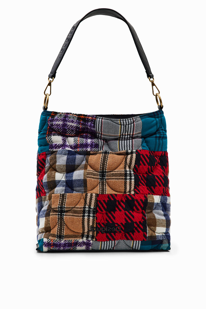 Large tartan bucket bag | Desigual