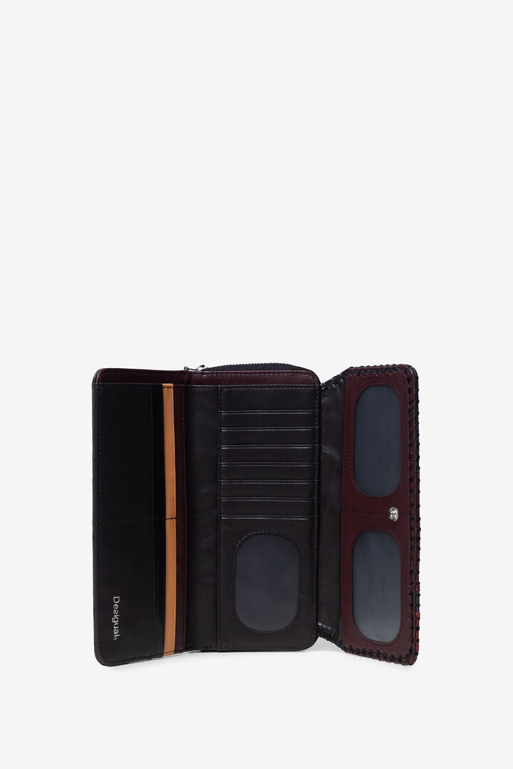 Rectangular coloured leather patch coin purse | Desigual
