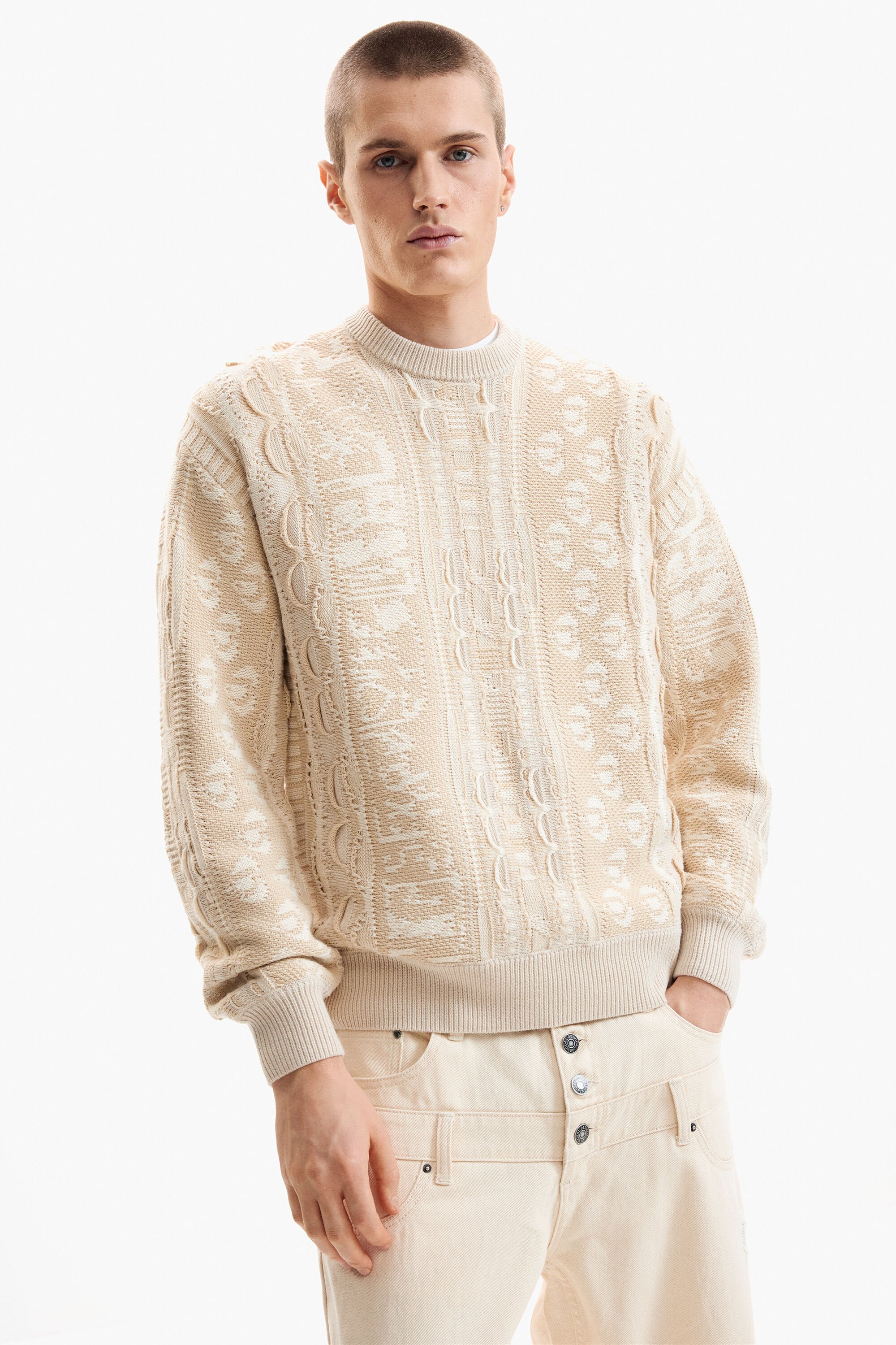 Desigual RONDE HALS GEBREIDE TRUI - WHITE