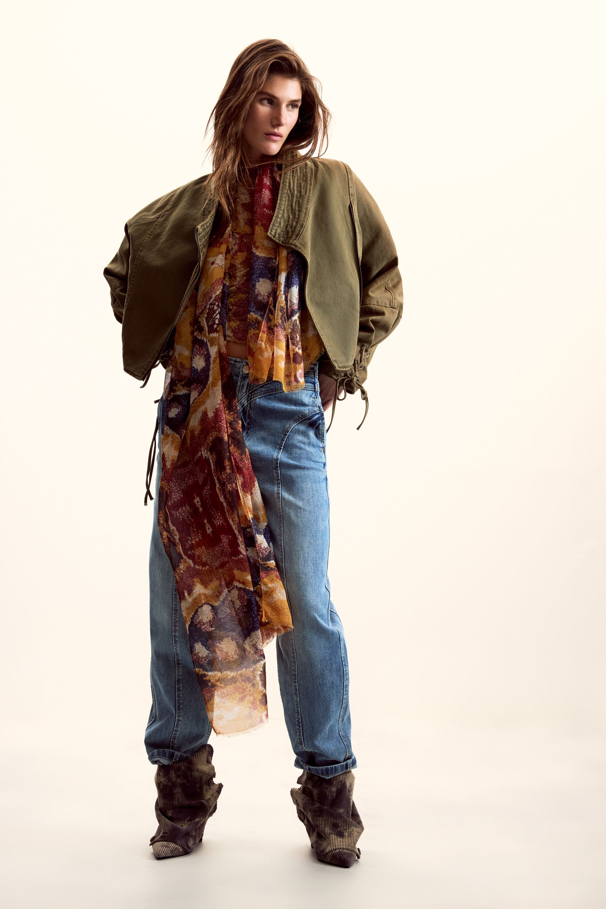 Desigual, Foulard entworfen von Mr. Christian Lacroix, Polyester, Gelb, U