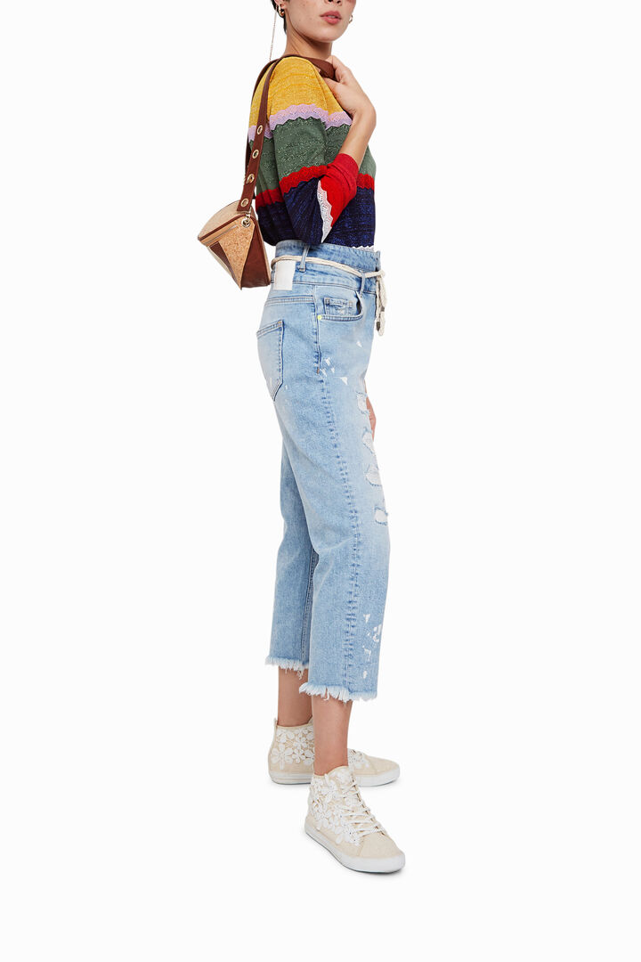 Jersey a rayas lúrex y encaje | Desigual