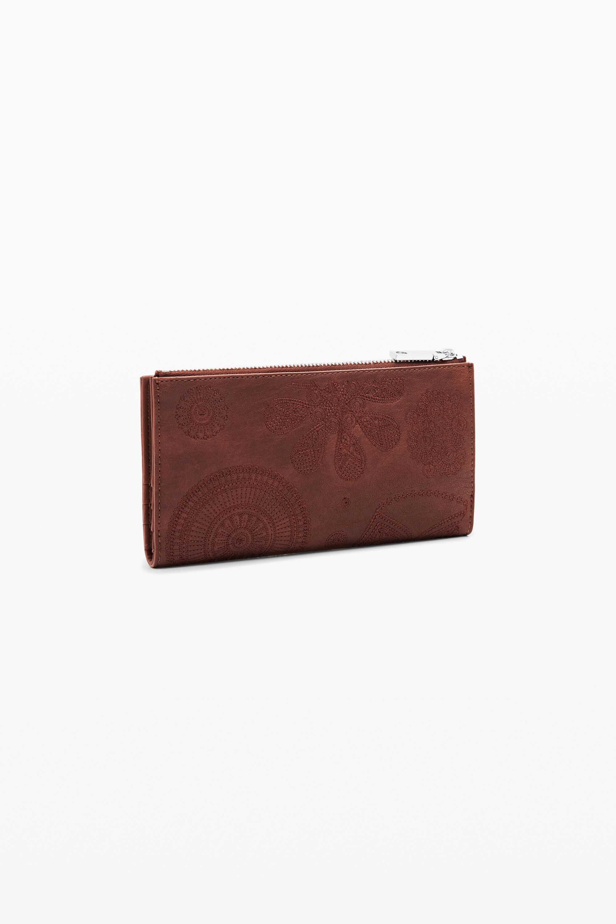 L embroidered wallet - BROWN - U