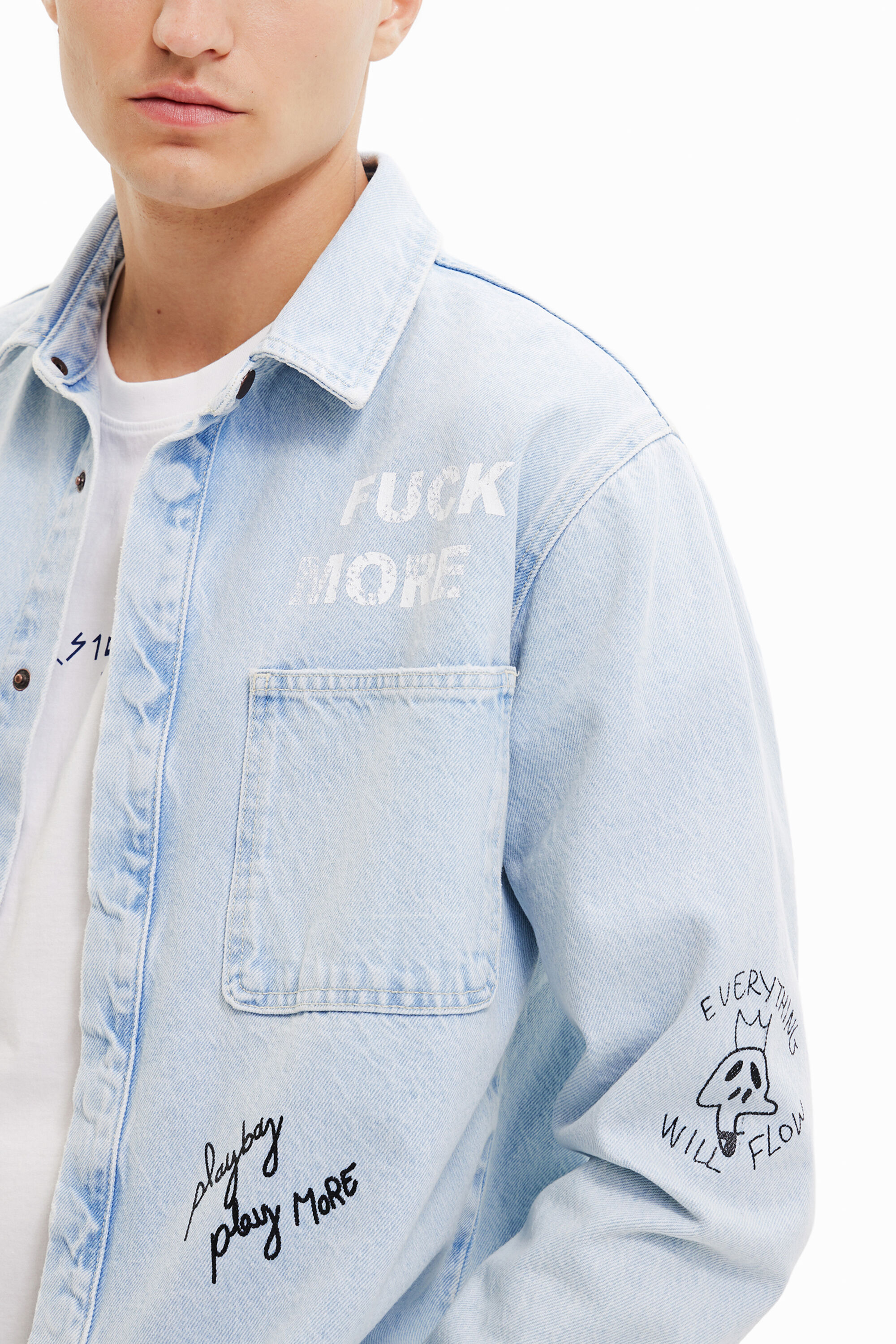 Printed denim overshirt | Desigual.com