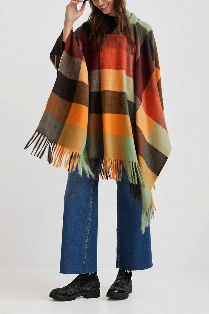 Tartan poncho hood | Desigual