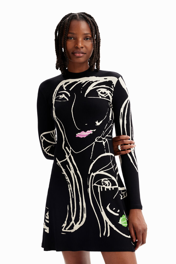 Robe courte patineuse visages | Desigual