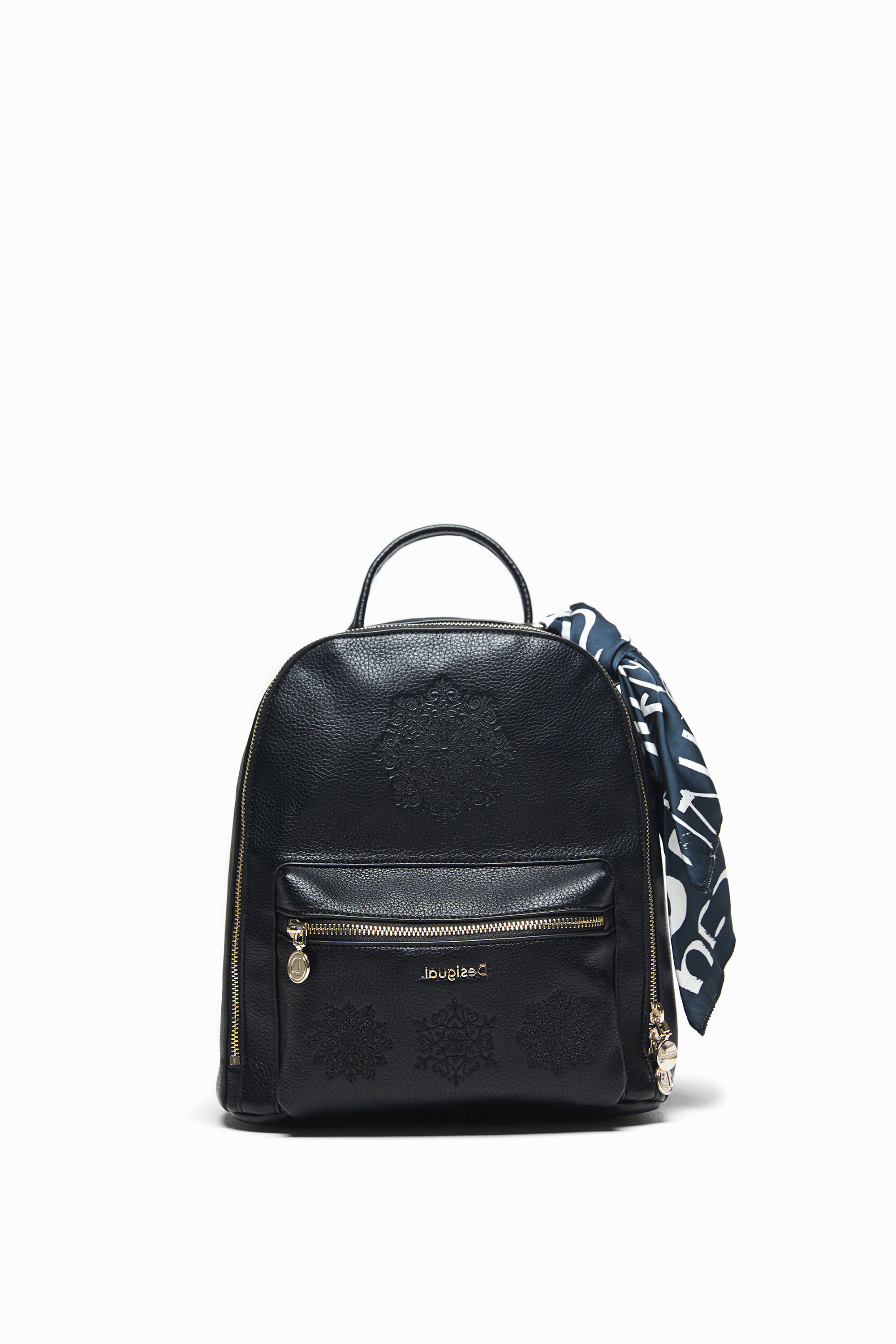 Backpack embroidered with scarf