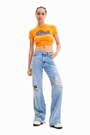 Jean wide leg strass | Desigual