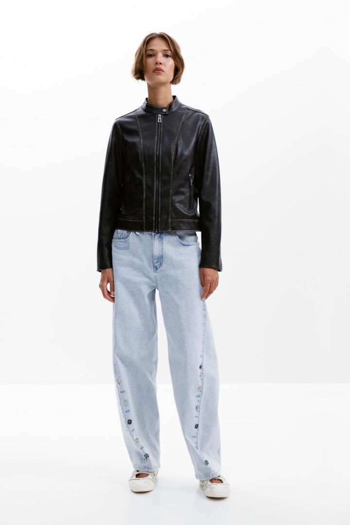 Jacket with worn leather effect | Desigual
