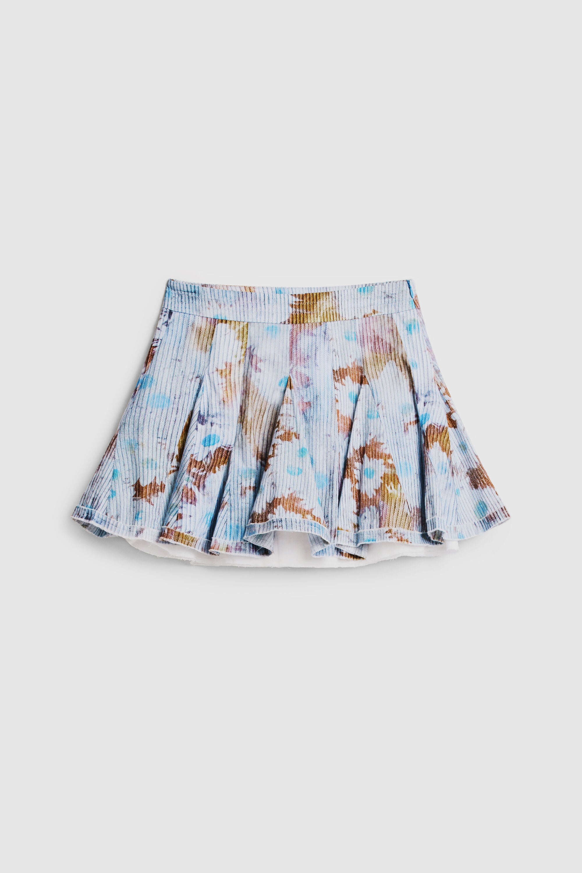 Falda mini plisada flores, Algodon, Azul,