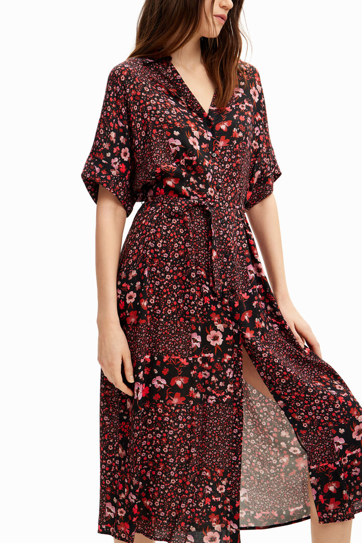 Vestido midi camisero flores | Desigual