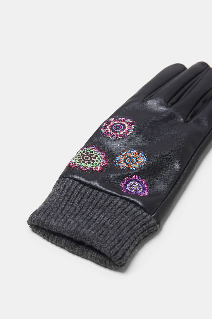 Gants cuir synthétique brodés | Desigual