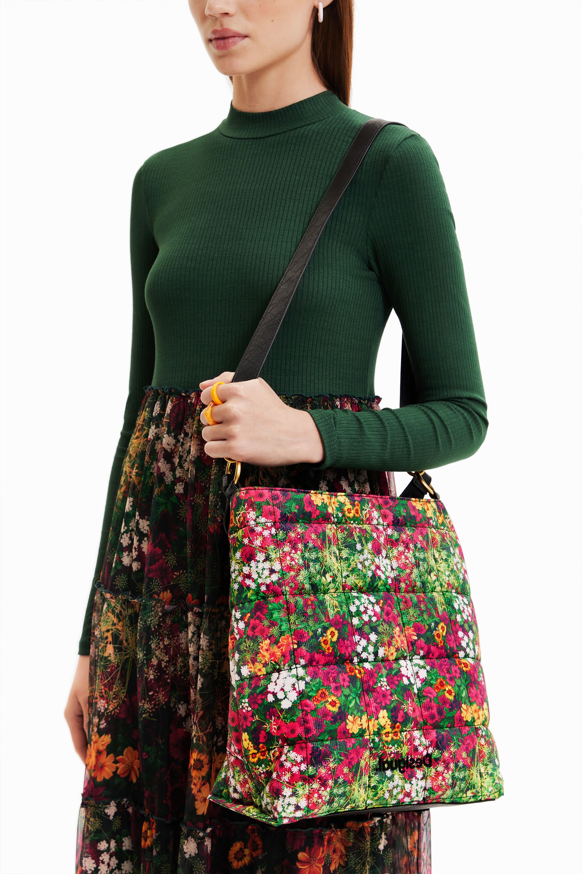 Large floral bucket bag