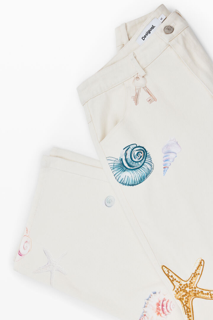 Straight pants with sea stars | Desigual