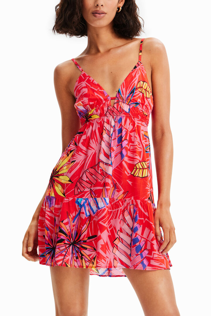 Robe courte découpes tropicale | Desigual