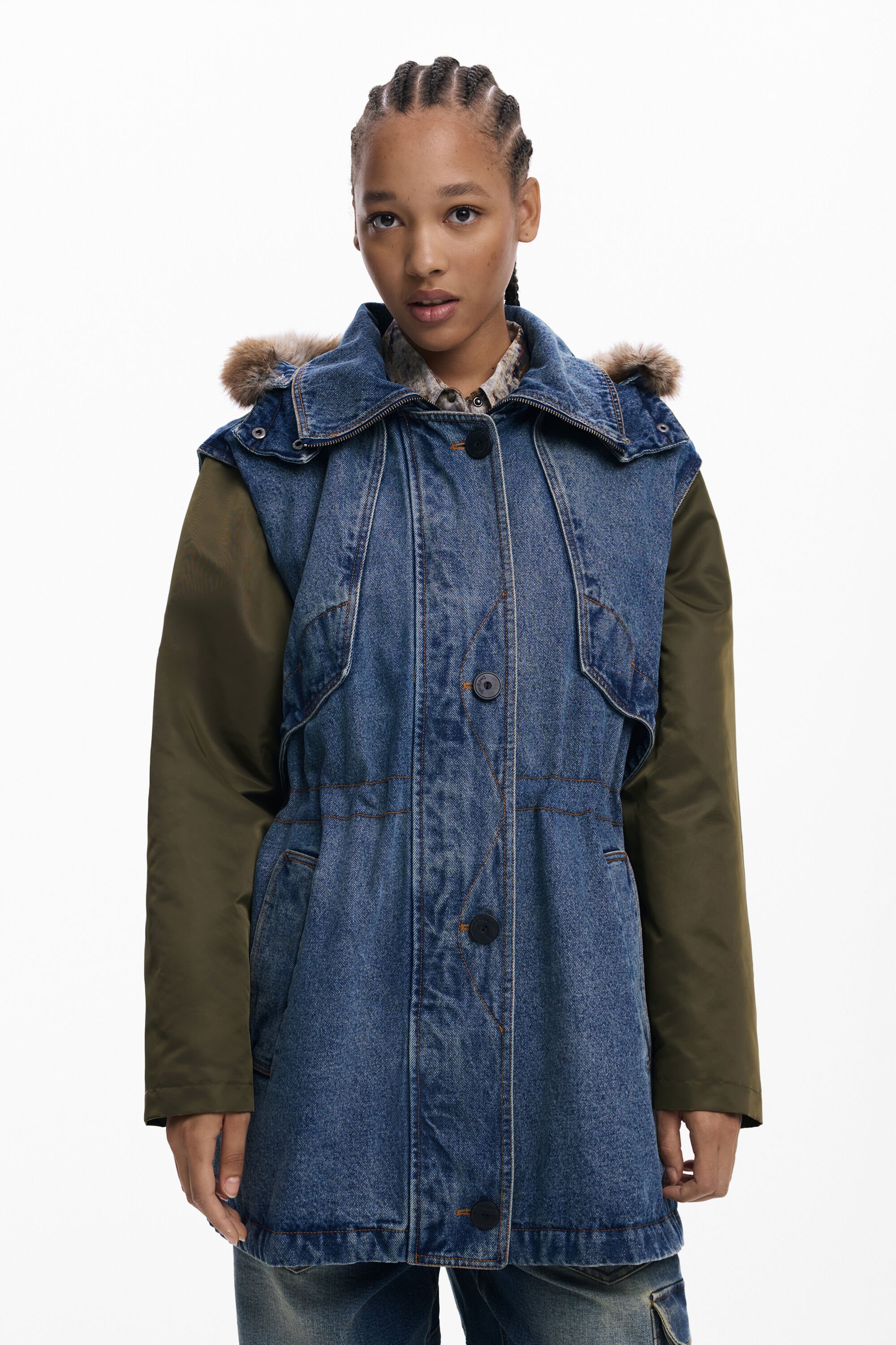 Parka gecombineerd met bont