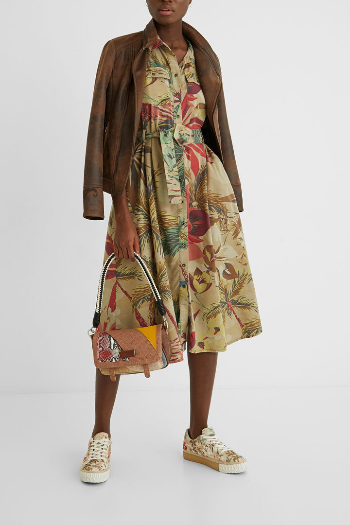 Vestido camisero con camuflaje floral | Desigual