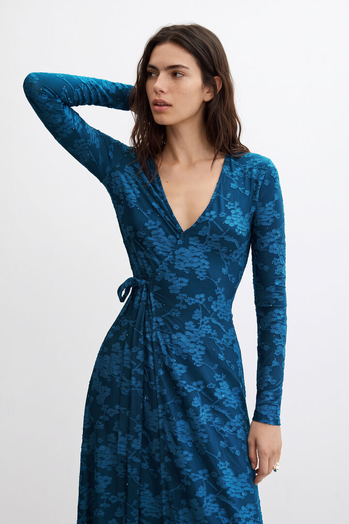 wrap dress with V-neck