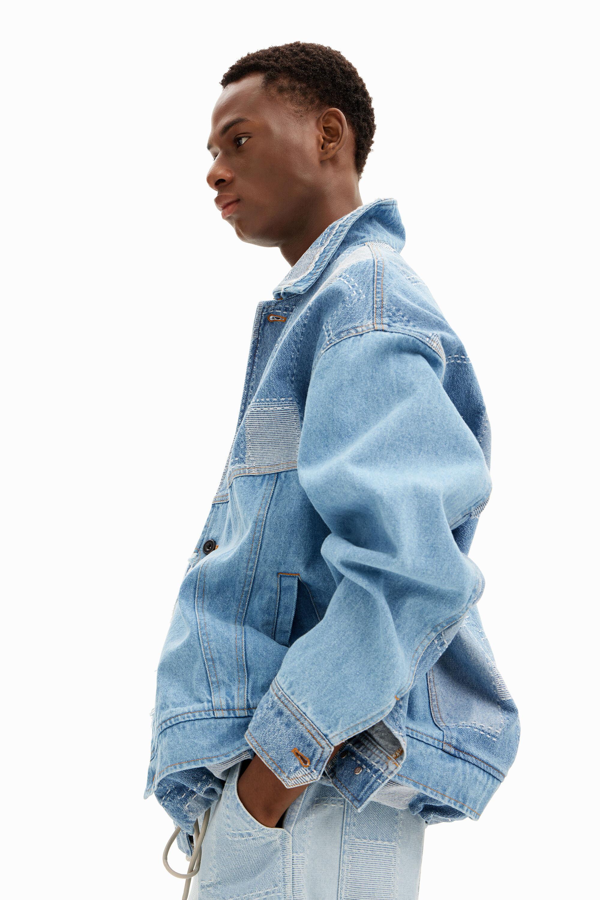 Patchwork denim clearance jacket mens