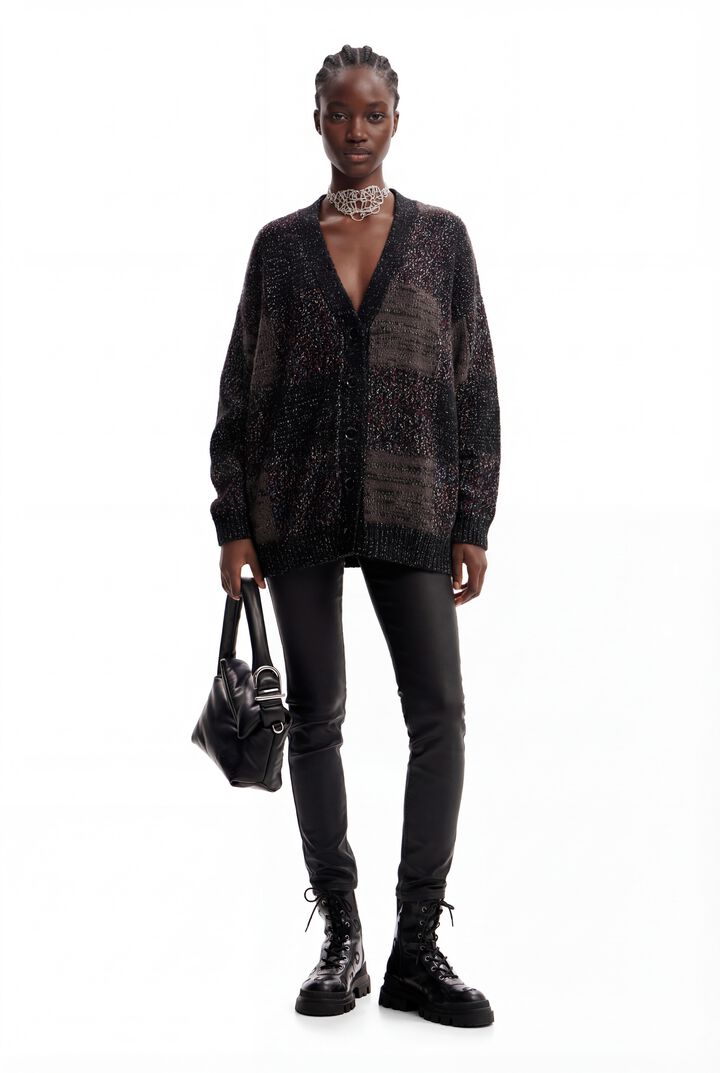 Cardigan oversize carreaux