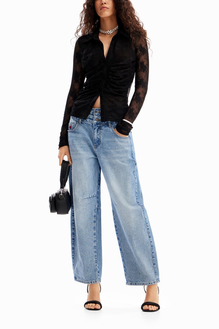 T-shirt froncé tulle fleuri | Desigual