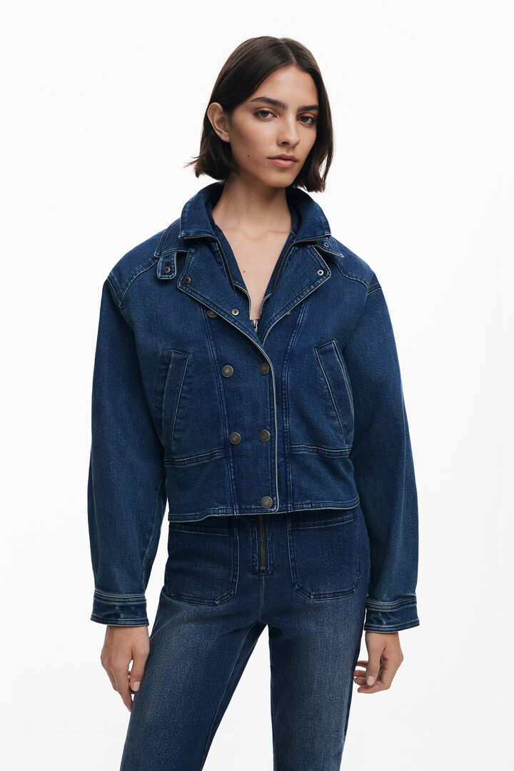 Veste en jean à double col