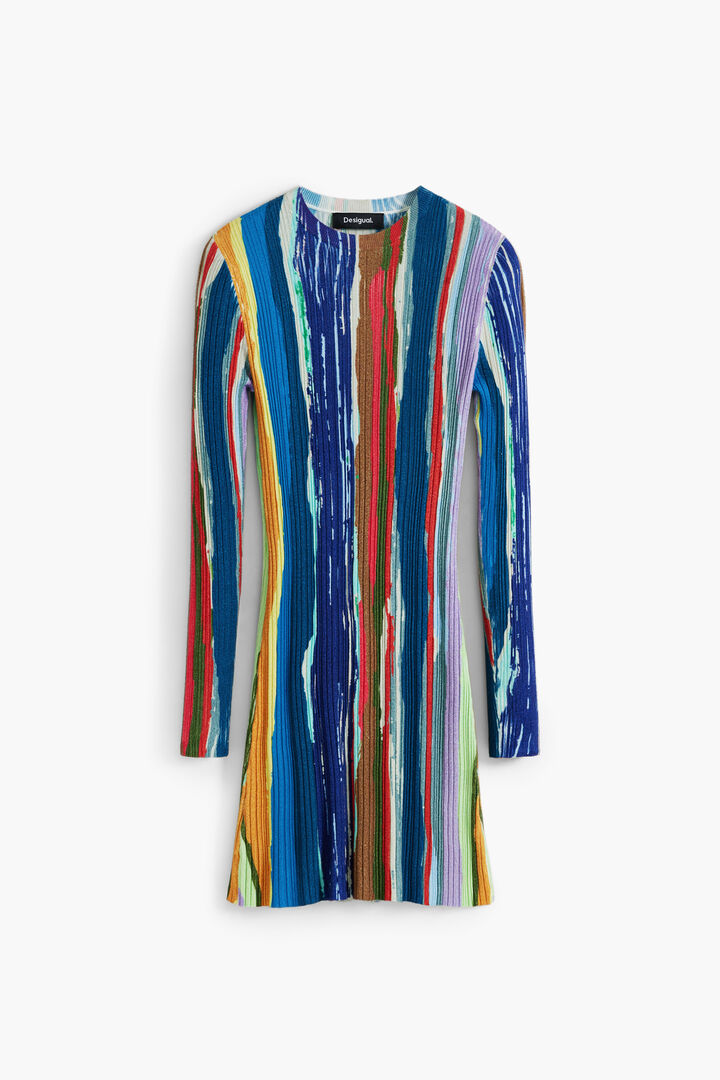 Vestido canalé rayas colores | Desigual