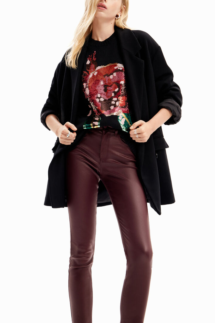Leather-effect slim trousers | Desigual