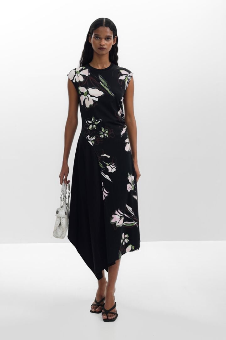 Asymmetric floral dress | Desigual
