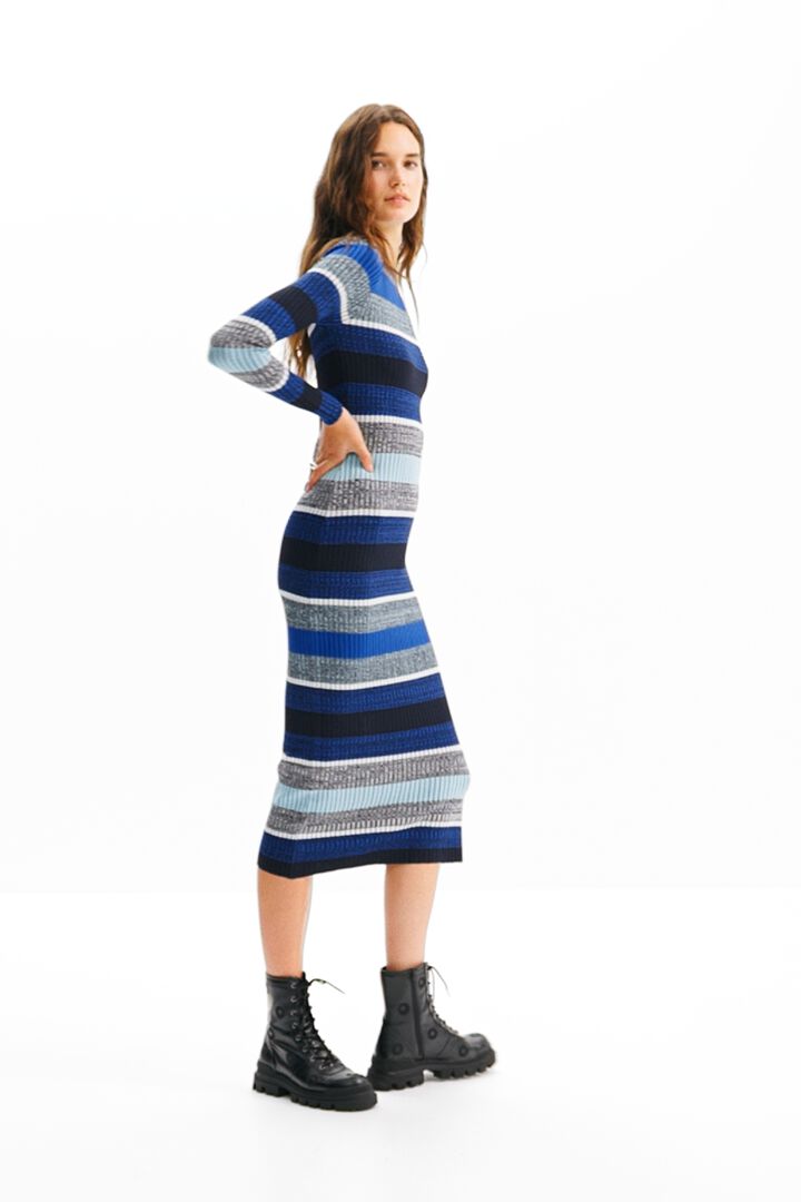 Stripy ribbed midi dress | Desigual