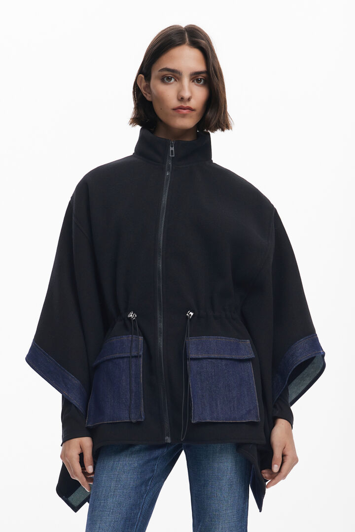 Poncho en denim combiné