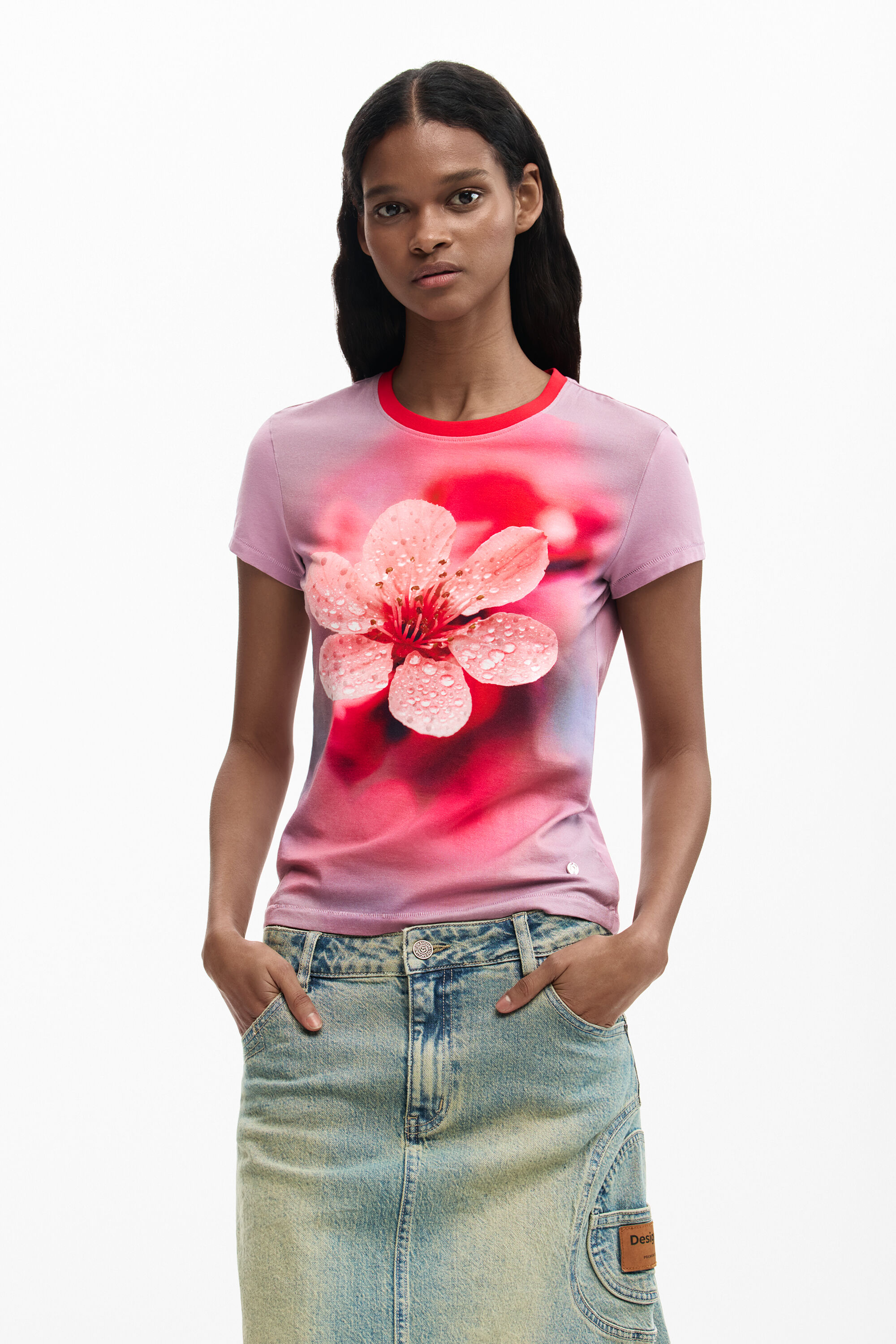 Desigual, BLUMEN T-SHIRT, Baumwolle, Rot, M