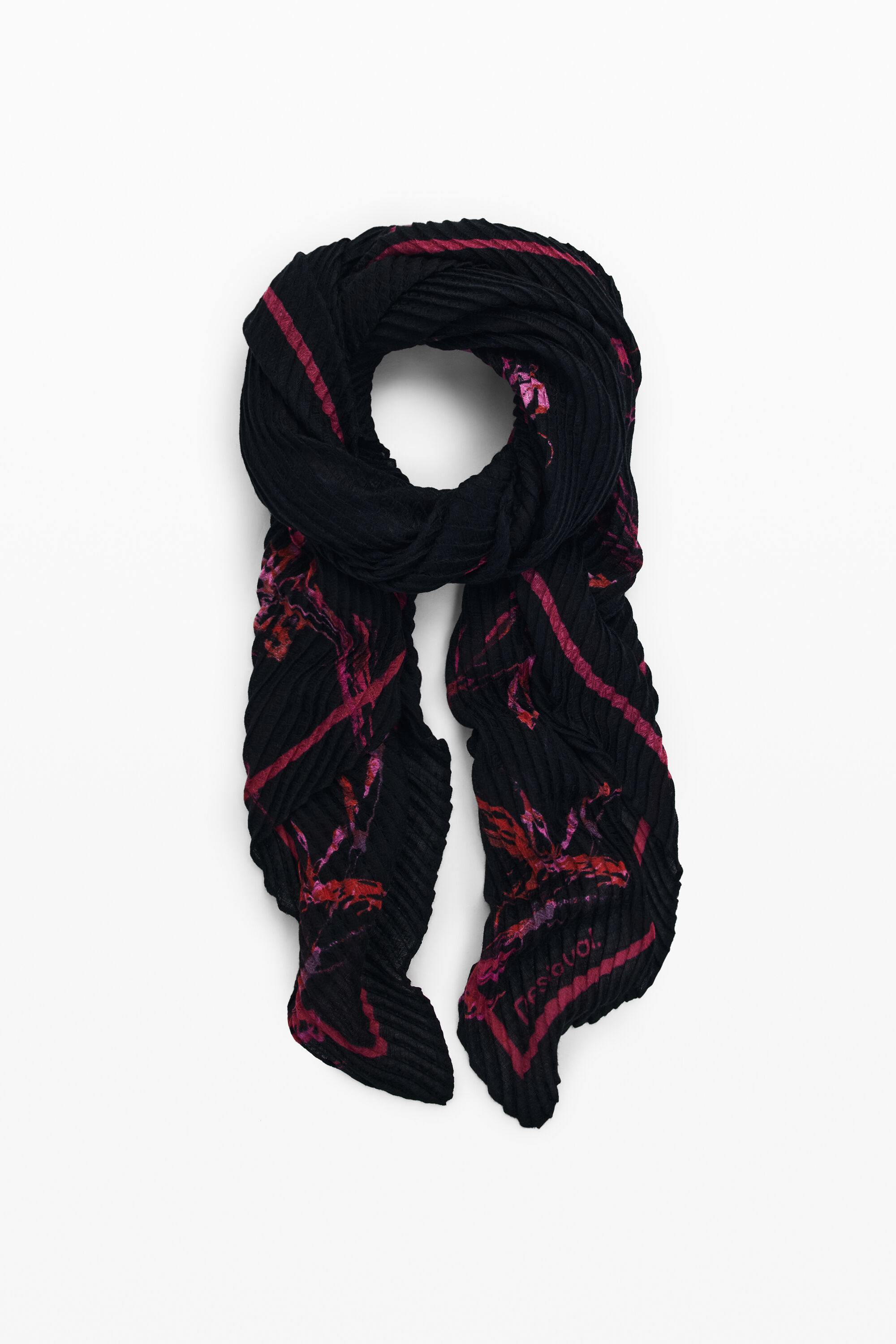 Desigual Vibrant Colors Orchid Scarf In Black
