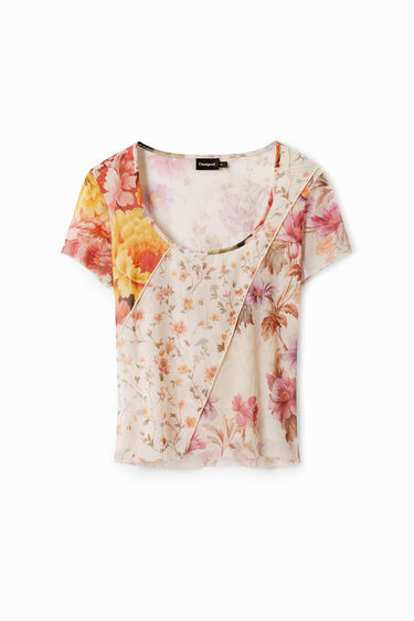 T-shirt en tulle avec des fleurs. | Desigual