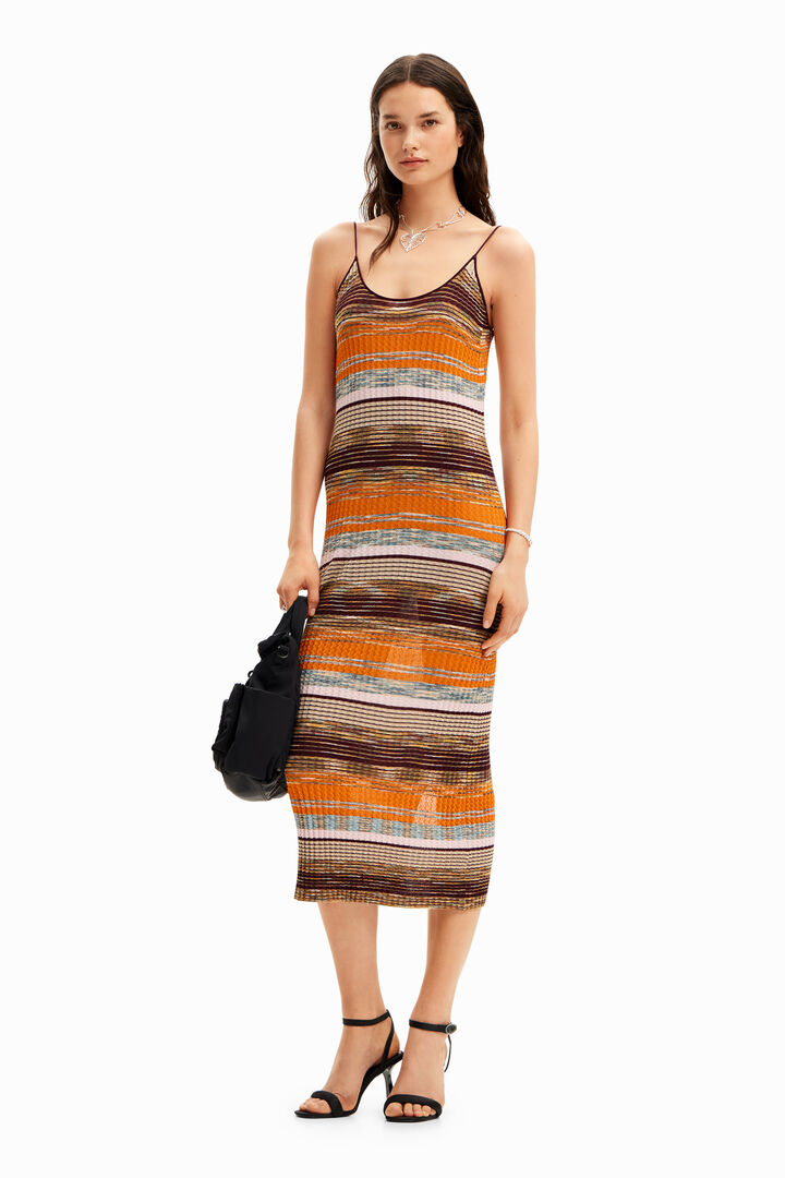 Stripy ribbed midi dress | Desigual