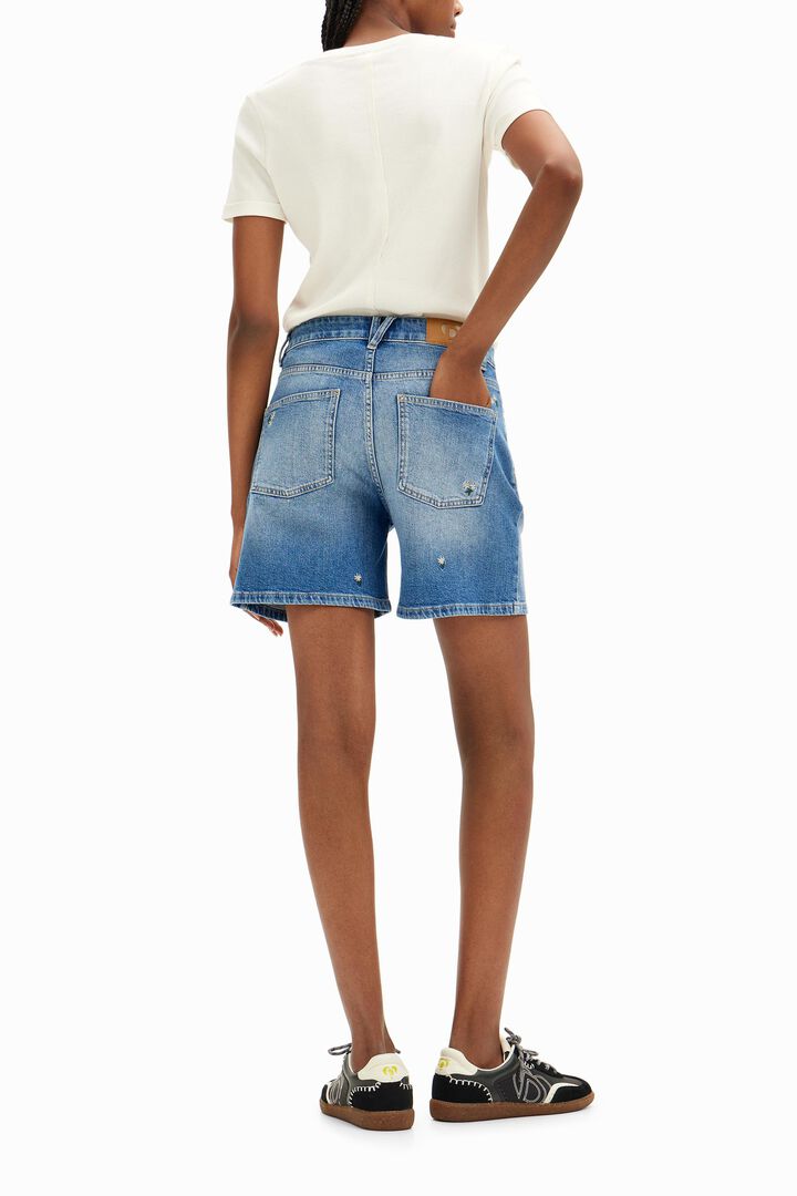 Denim shorts with small flower prints. | Desigual