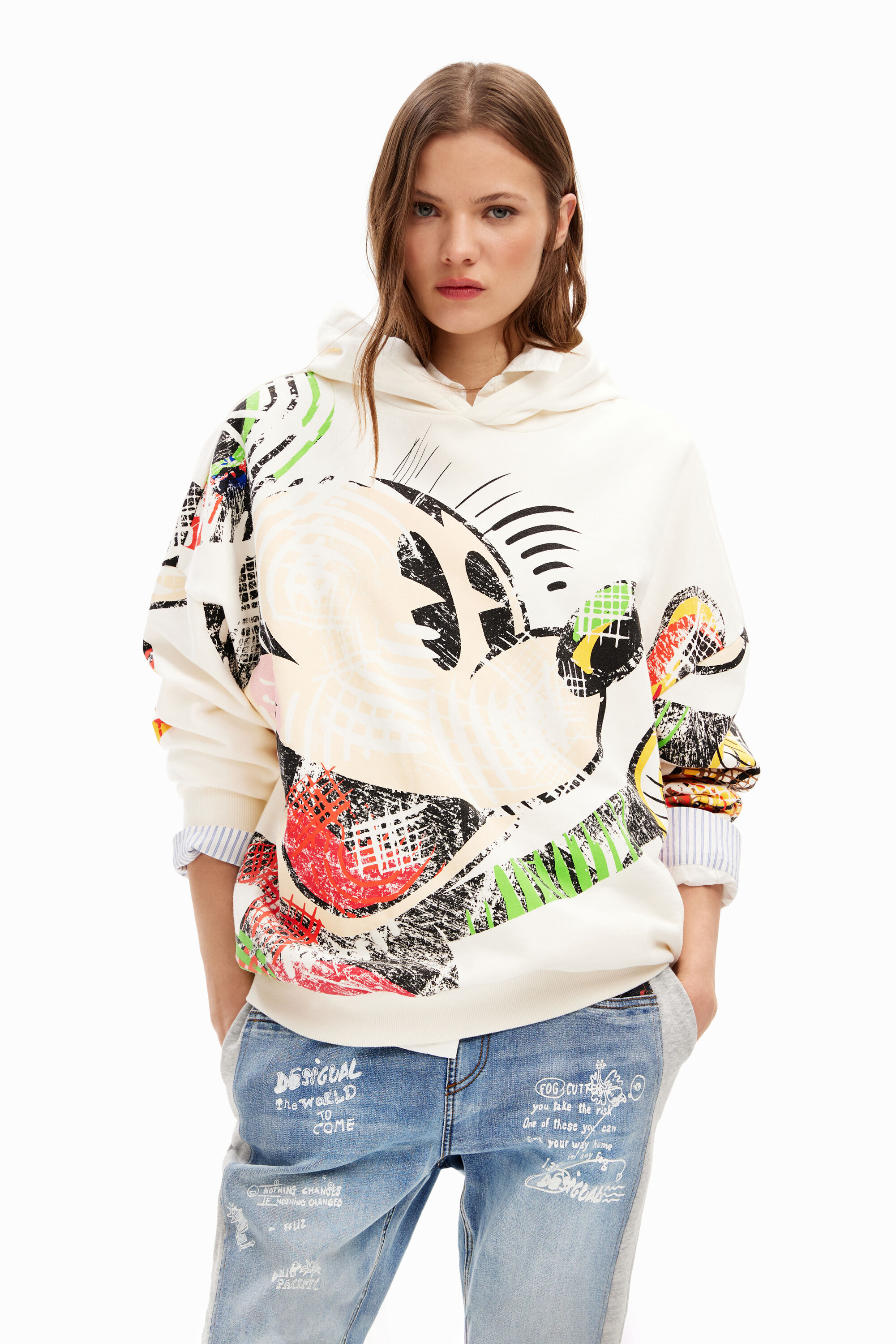 Oversize Mickey Mouse hoodie - WHITE - M