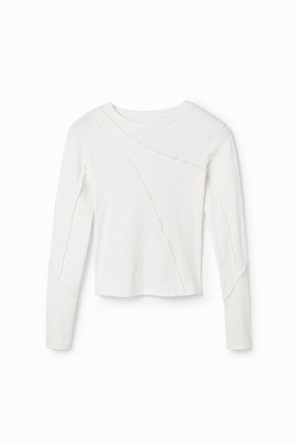 Ribbed patchwork T-shirt
