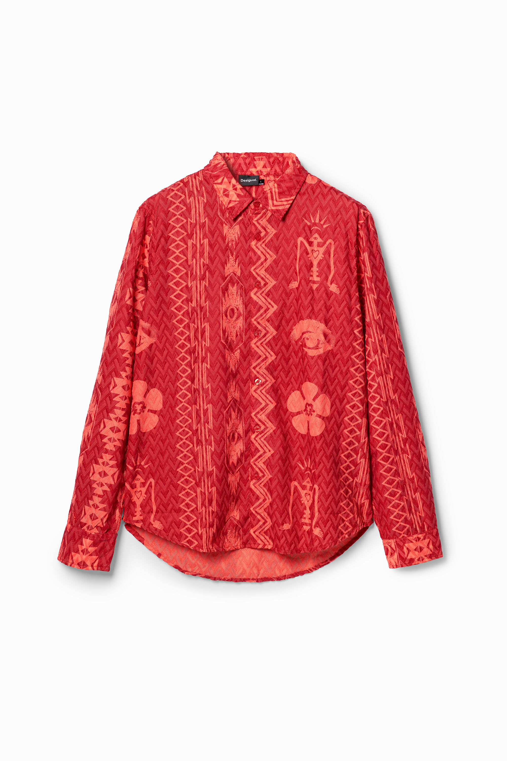 Camisa geométrica textura - ORANGE - XL