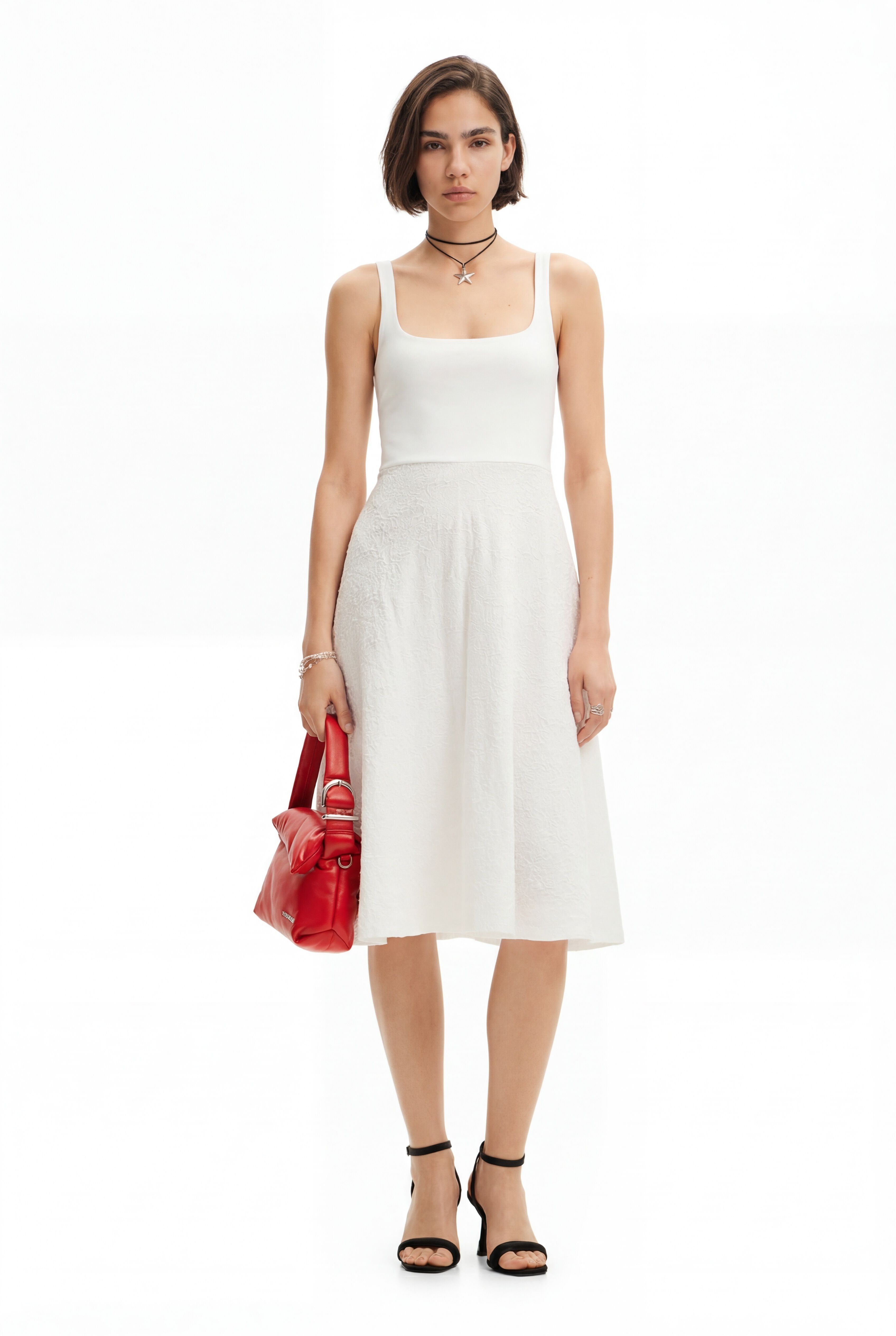 Desigual, Ausgestelltes Midikleid, Damen, Baumwolle, Weiß, L