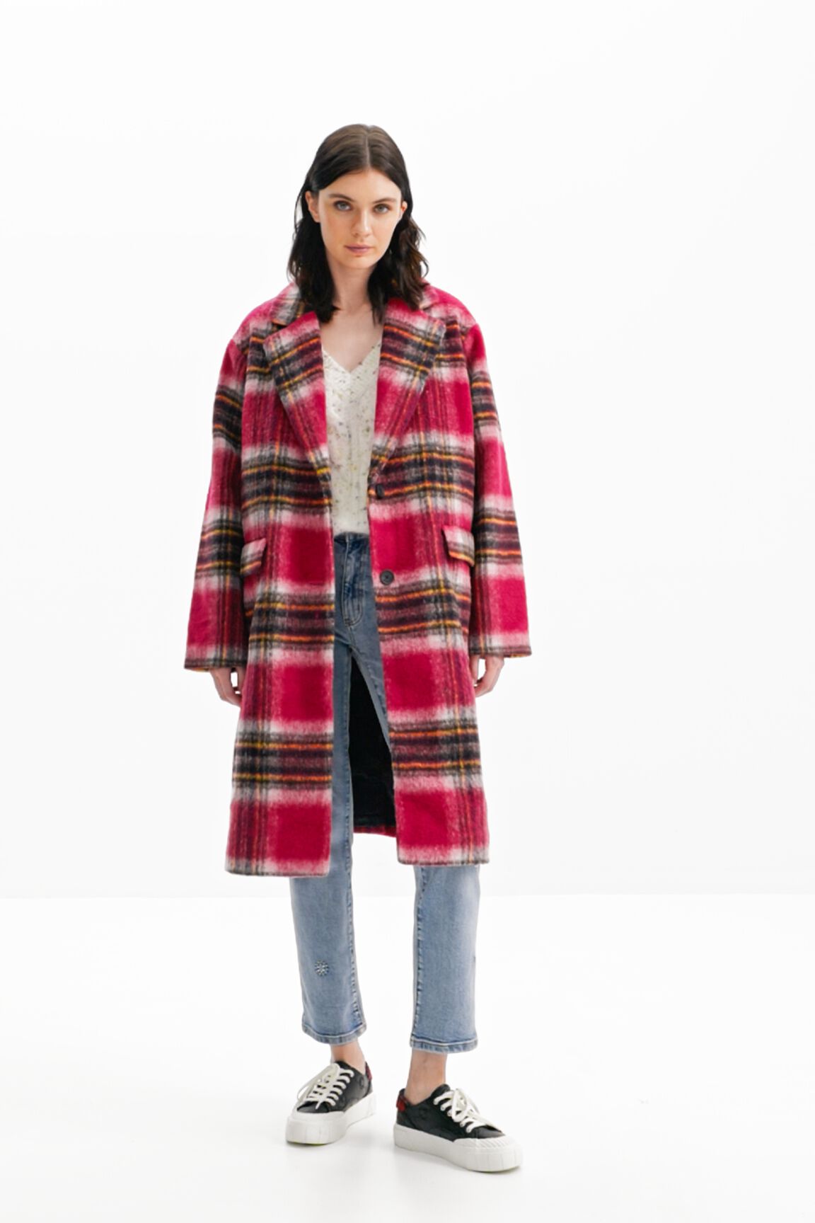 Plaid wool coat