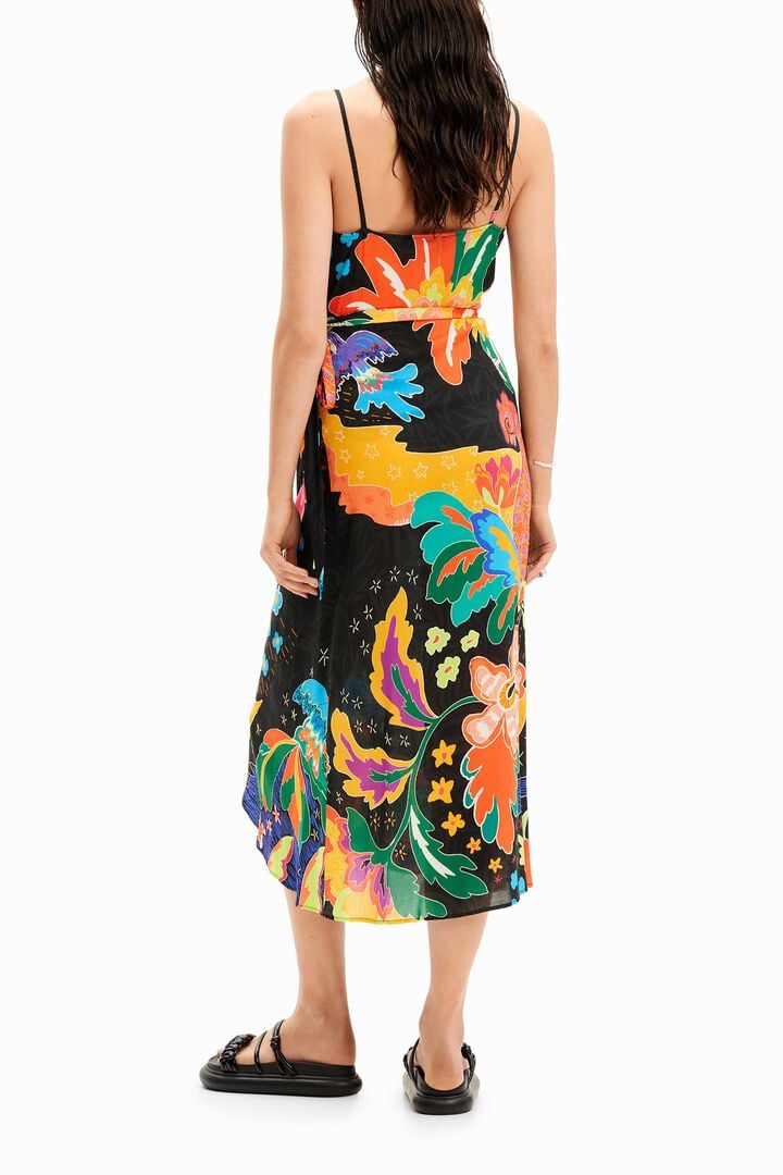 Jungle design wrap midi dress | Desigual