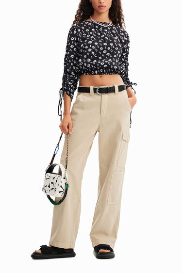 Blusa corta fruncido flores | Desigual