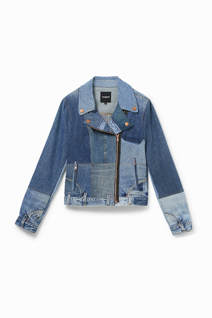 Jaqueta biker denim upcycling