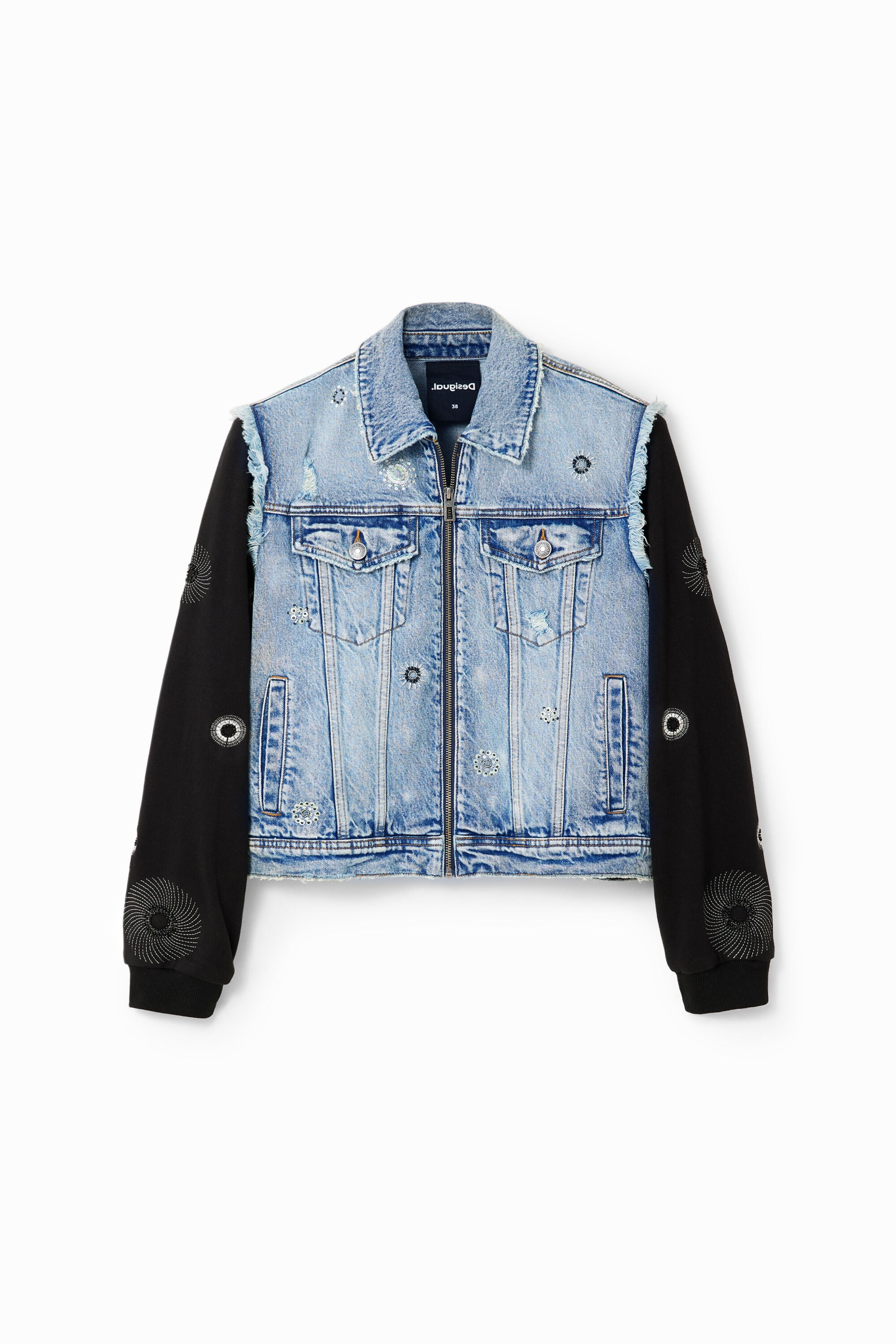 Giacca denim ibrido ricamato - BLUE (XS)