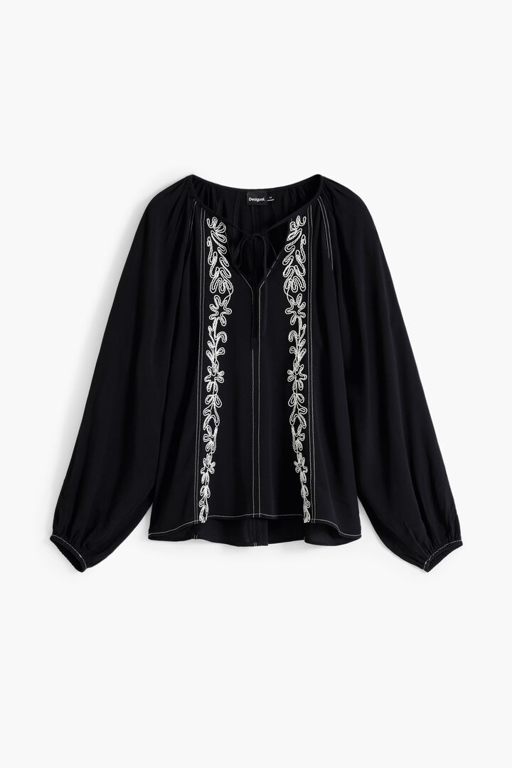 Blouse with contrast embroidery | Desigual