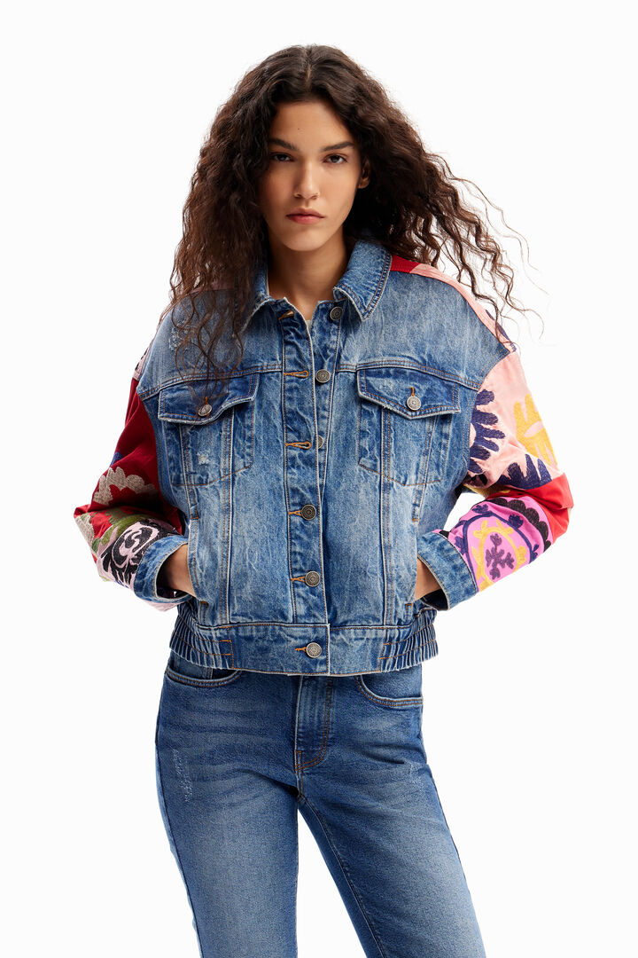Short patchwork denim jacket | Desigual