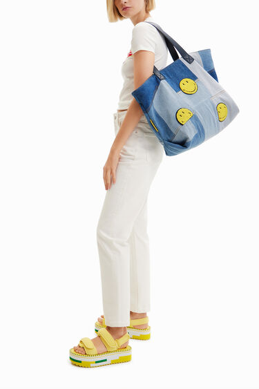 Bolso shopper grande patch Smiley® | Desigual